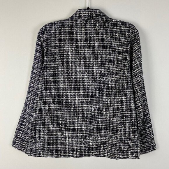 Chicos Design Tweed Jacket Womens 0 US 4 / Small Black White Three-Button - Picture 5 of 8
